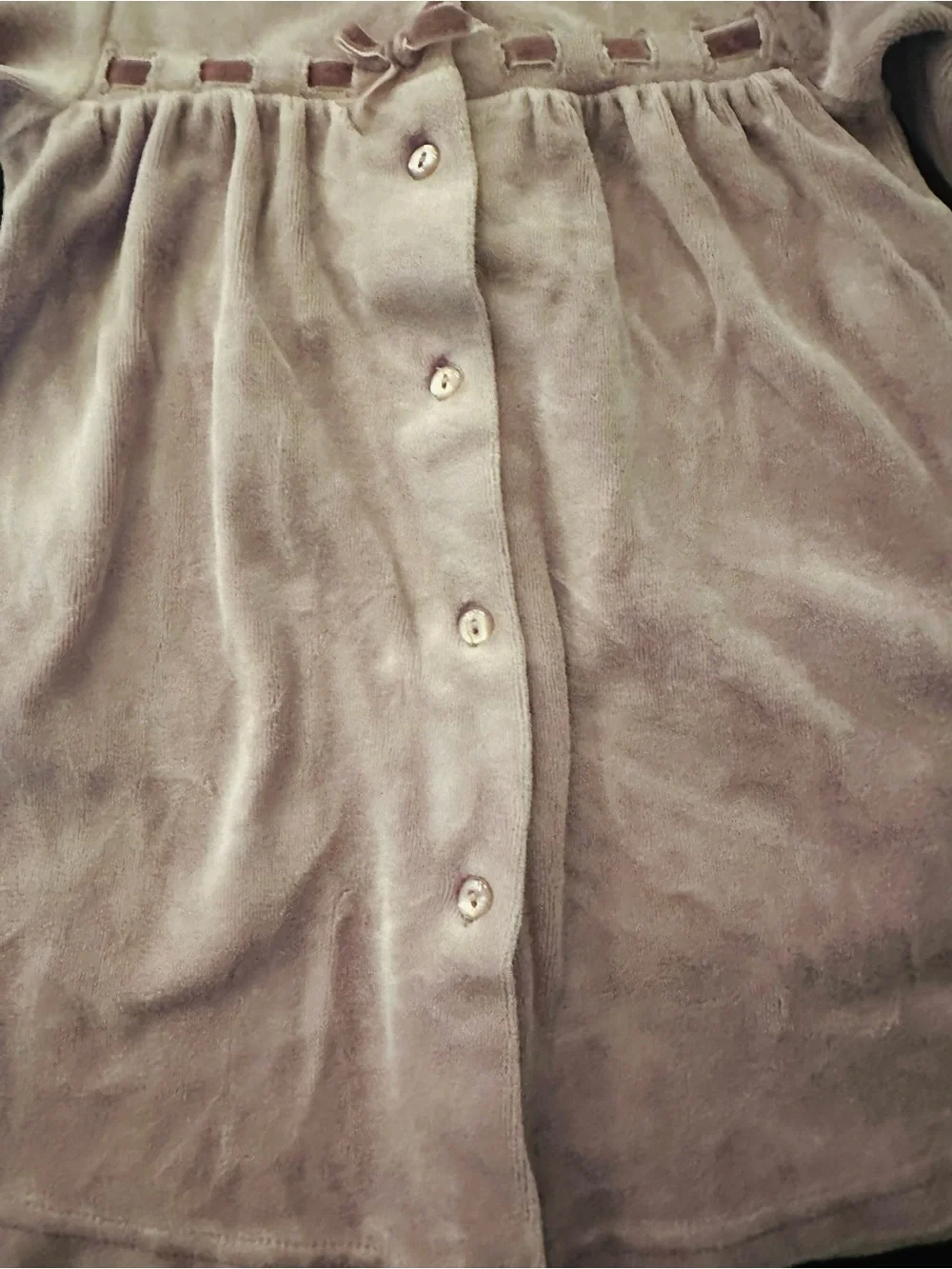 Girl’s Le Top Lavender Velvet Baby Dress with Ribbon Trim